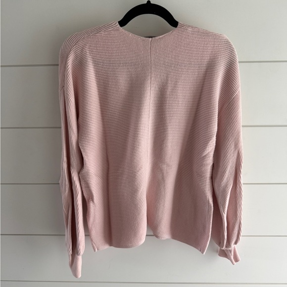 1. State Soft Pink V-Neck Sweater with Lantern Sleeves, Size Medium - Picture 2 of 7